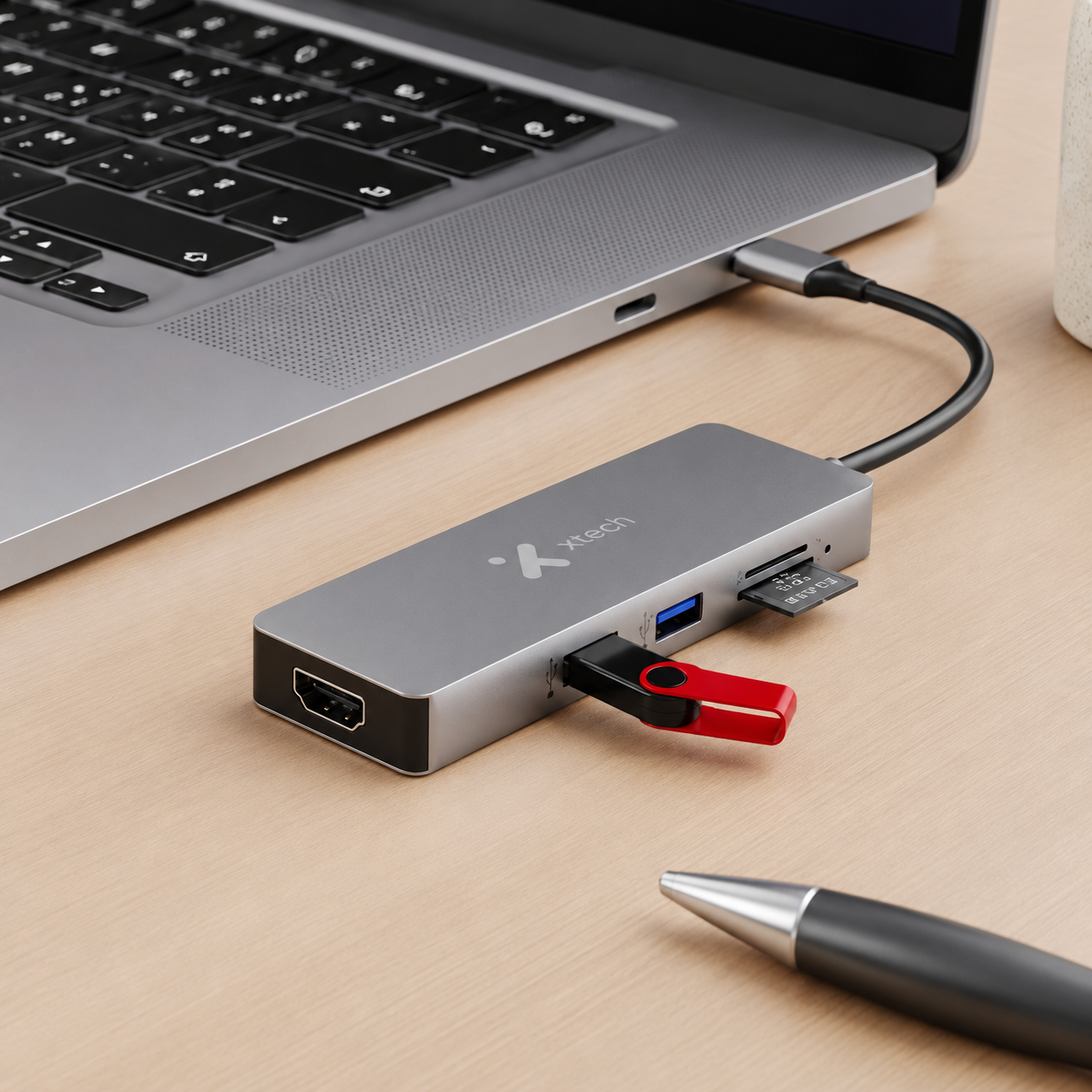 Hub USB-C Xtech XTC-564 5 en 1 con HDMI 4K, USB 3.0, SD y microSD