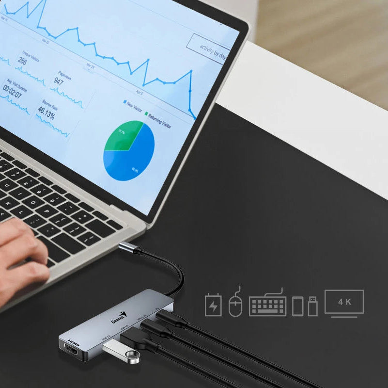 Hub USB-C para laptop con monitor externo teclado y mouse