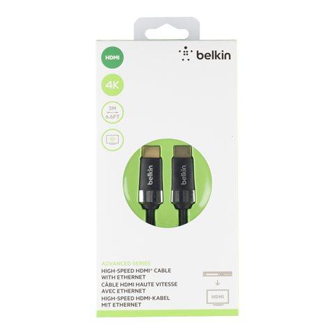 Cable HDMI de alta velocidad HDTV con Ethernet Belkin, compatible con 4K / Ultra HD, 2metros