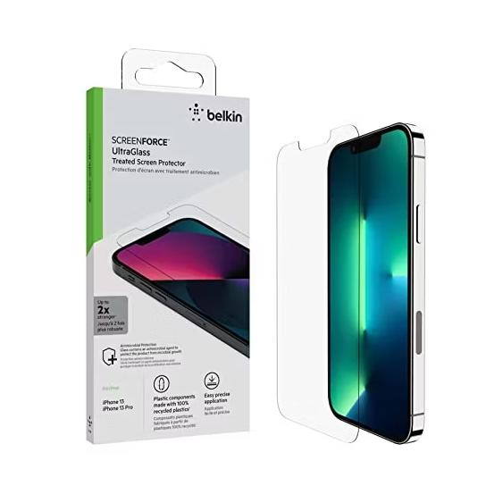 Compra el protector de pantalla UltraGlass con revestimiento antimicrobiano  para iPhone 14 Pro