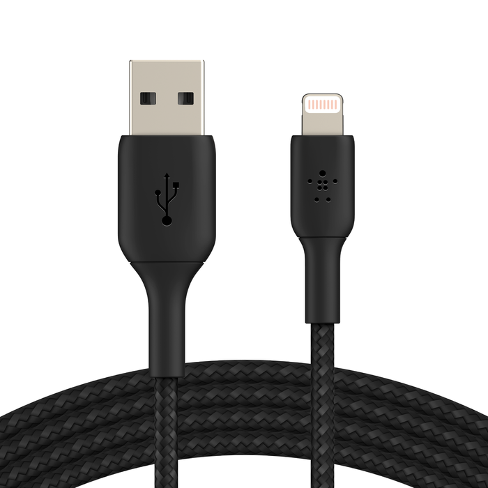 Cable Trenzado Lightning (M) a USB-A (M) Belkin BOOST CHARGE, 1metro, negro