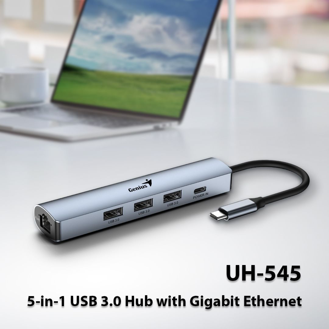 HUB USB-C a RJ45 Gigabit / USB-C / 3*USB-A - Genius UH-545