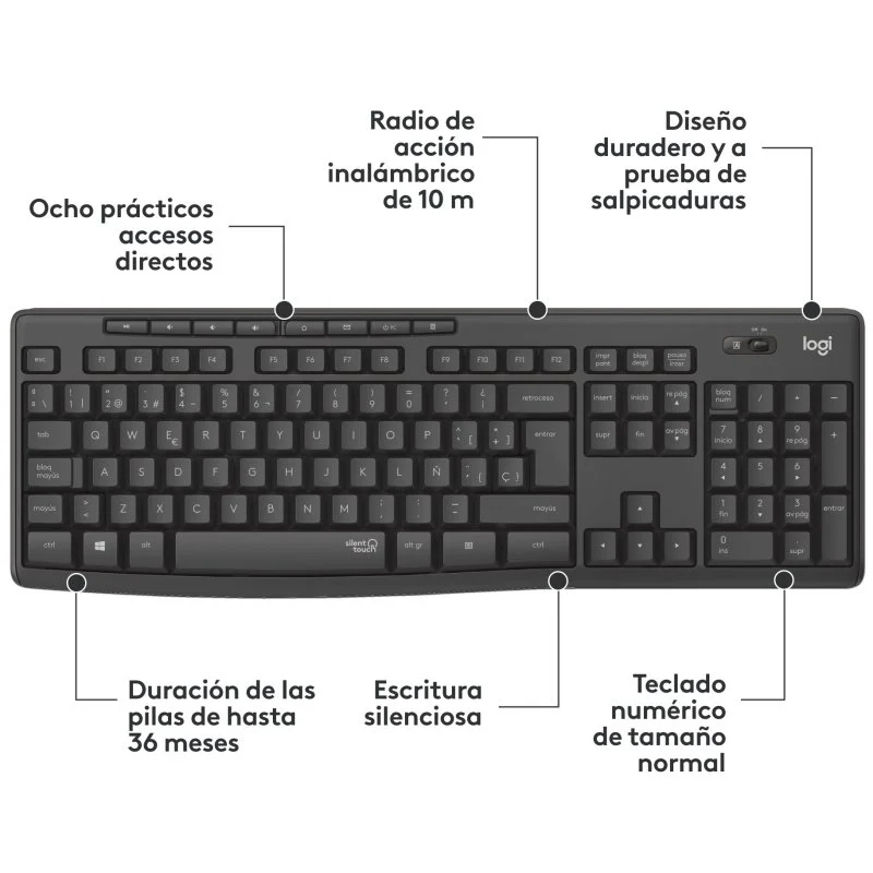 Kit Teclado + Mouse Logitech MK295, inalámbricos (USB 2.4 GHz), español