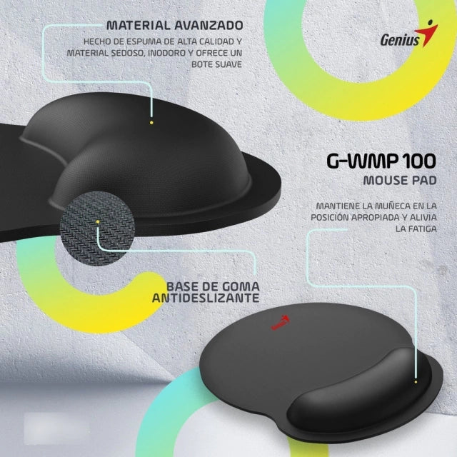 Mouse Pad con reposamuñeca de gel Genius G-WMP 100, negro