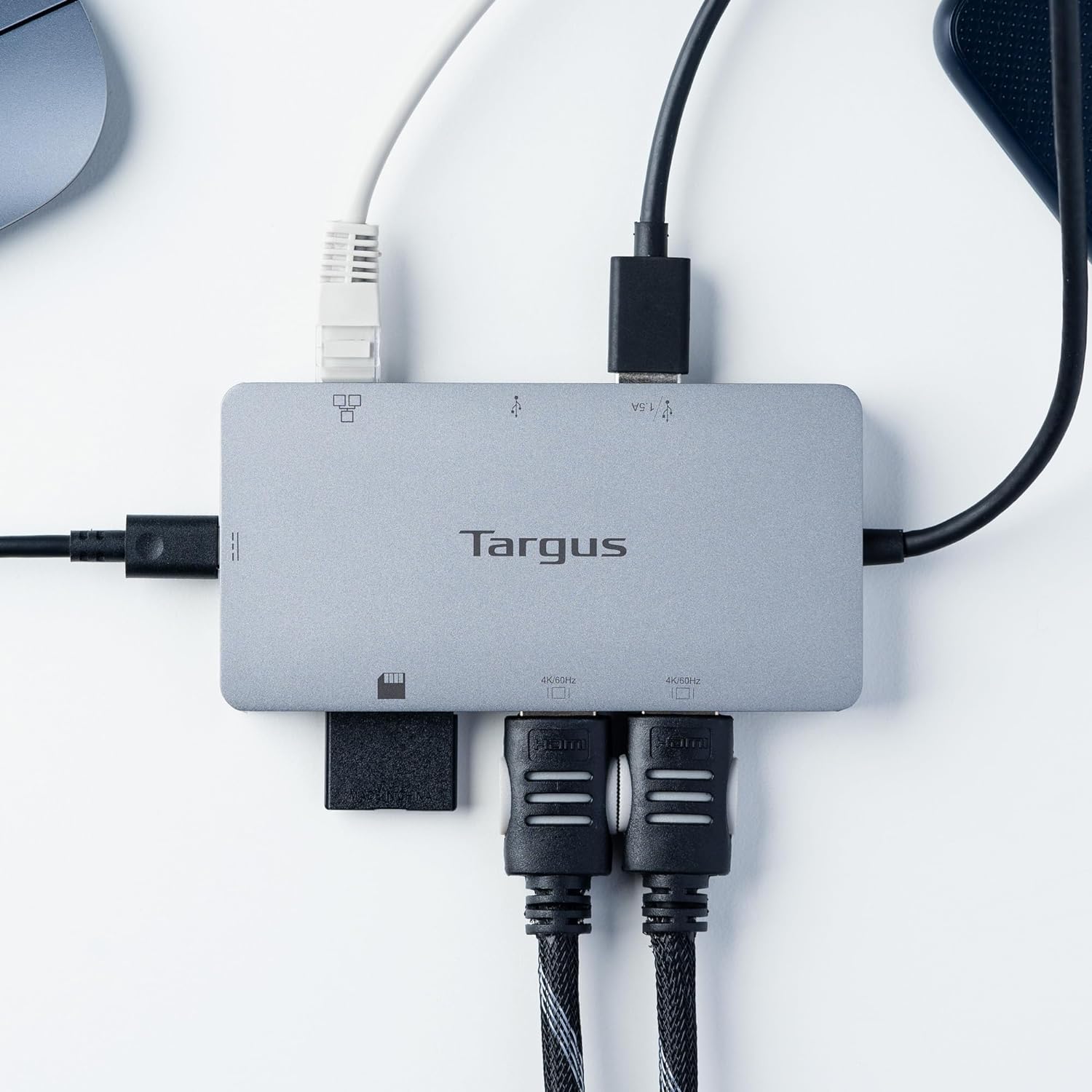 Docking Station Targus USB-C, Lectora de tarjeta, doble HDMI 4K, Ethernet, USB-A, Power Delivery 100W