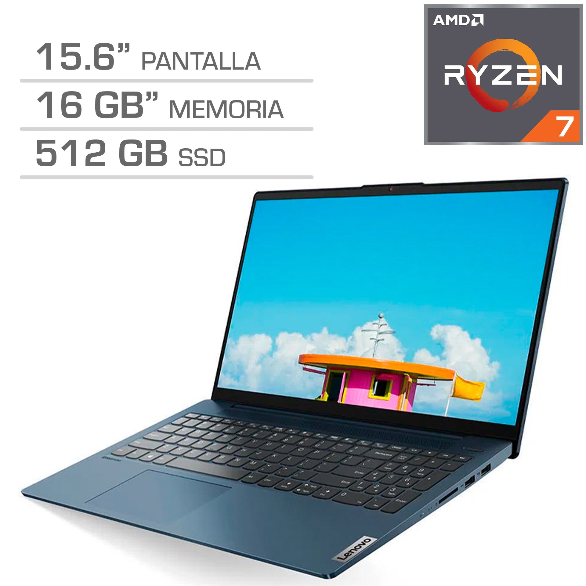 Laptop Lenovo IdeaPad 5 15ALC05, 15.6" FHD TN, AMD Ryzen 7 5700U (8 núcleos), 16GB, 512GB SSD, Windows 11