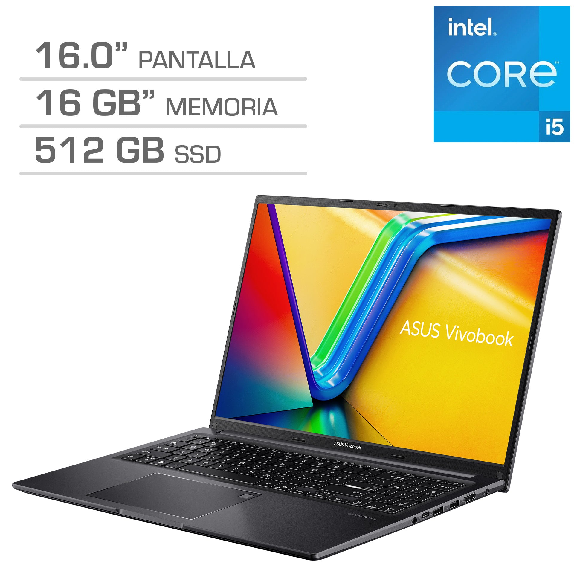 Laptop ASUS X1605ZA-MB292 16.0" WUXGA LED IPS, Core i5-12500H (12 núcleos) 16GB DDR4, 512GB SSD, FreeDos