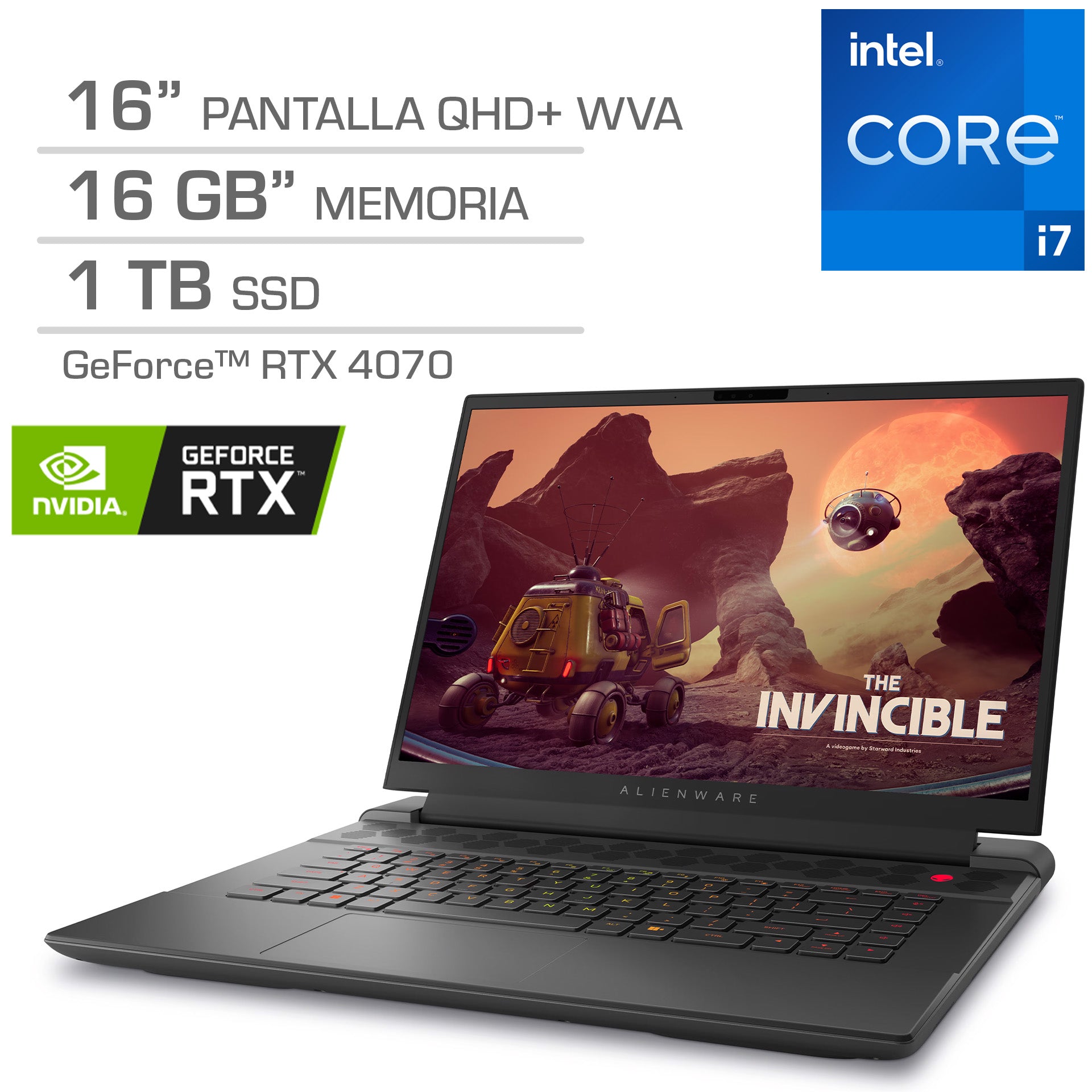 Laptop Dell Alienware m16 R1, 16" QHD+ WVA, Core i7-13700HX (16 núcleos), 16GB DDR5, 1TB SSD M.2, Windows 11 Home