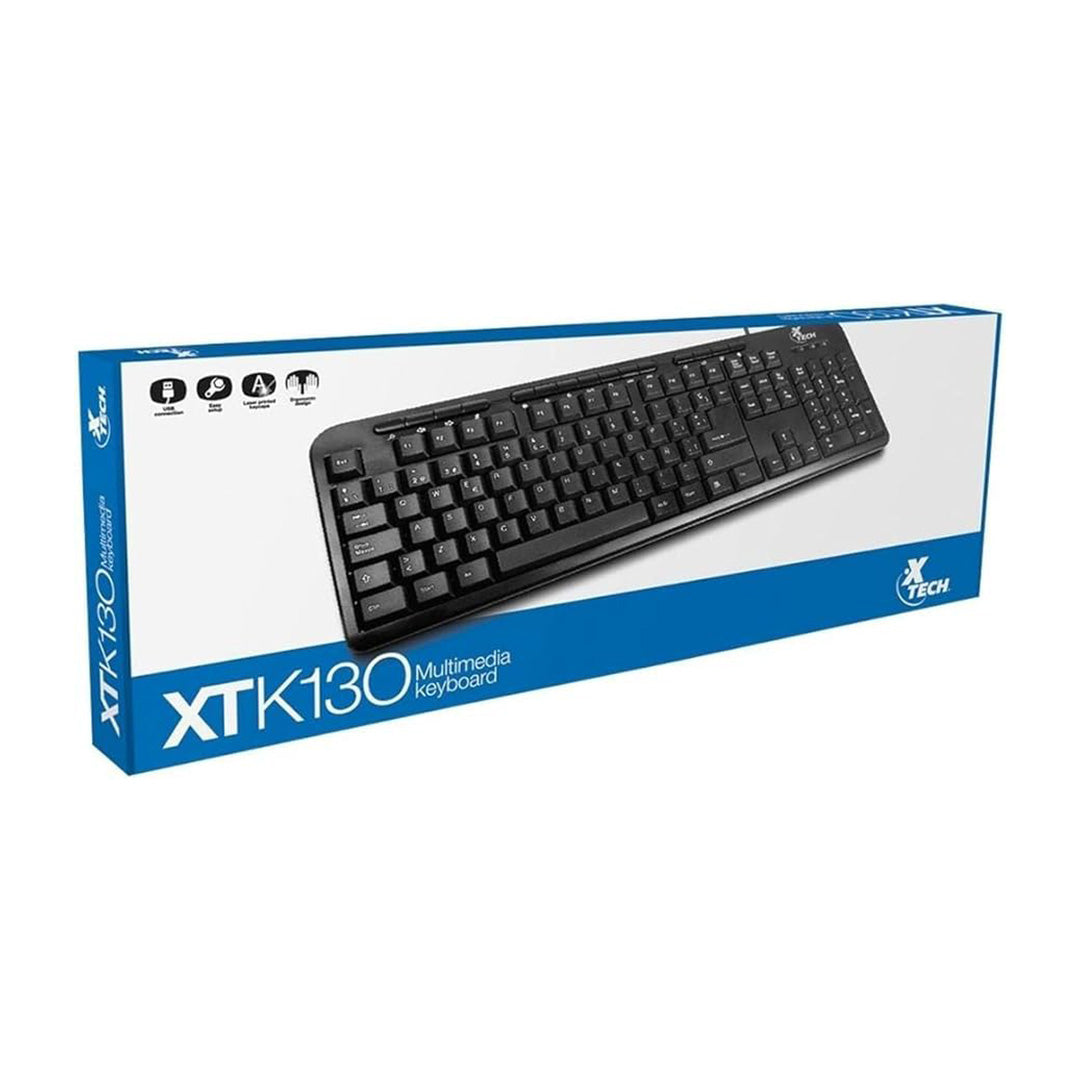 Teclado Xtech XTK-130, alámbrico, multimedia, español, negro