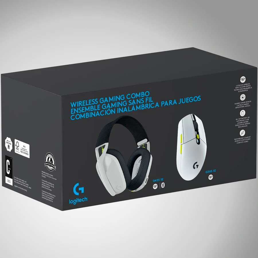Kit Gamer Logitech Audífonos G435 + Mouse G305 Wireless - negro/blanco