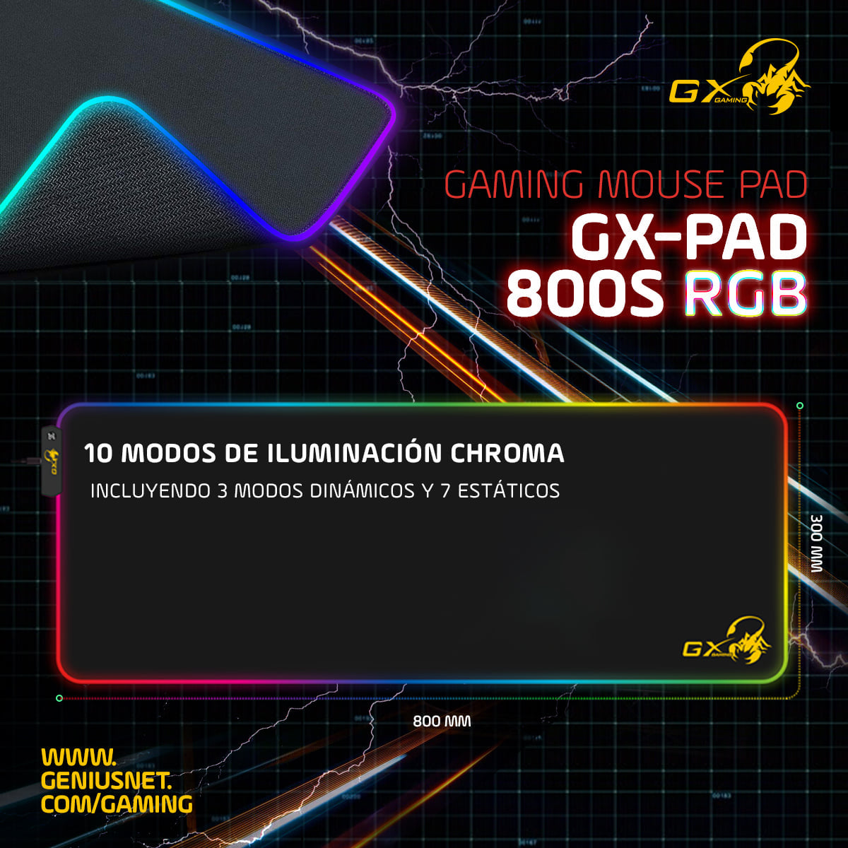 Mouse Pad Gamer Genius GX-PAD 800S RGB - 80x30 cm