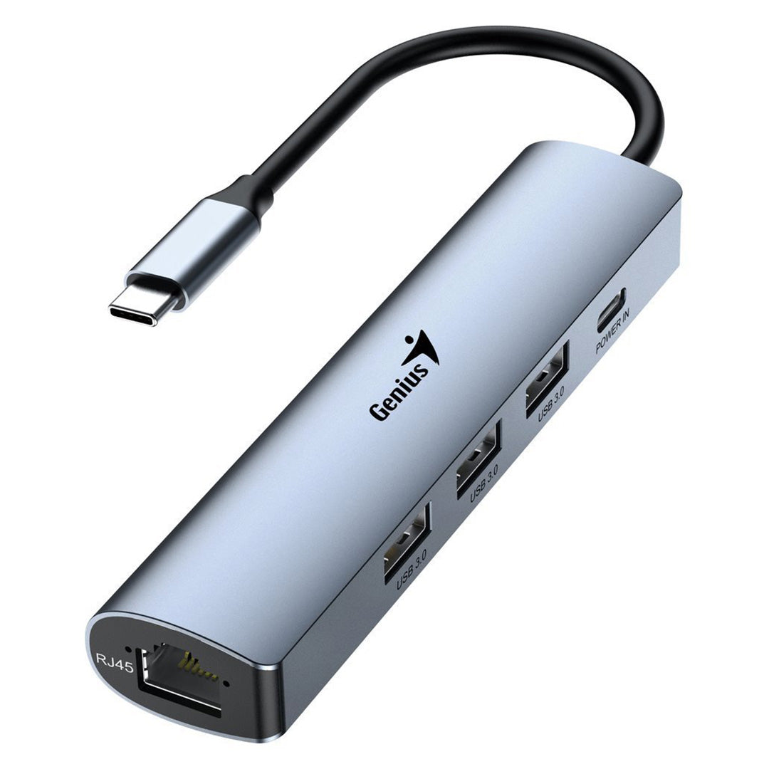 HUB USB-C a RJ45 Gigabit / USB-C / 3*USB-A - Genius UH-545