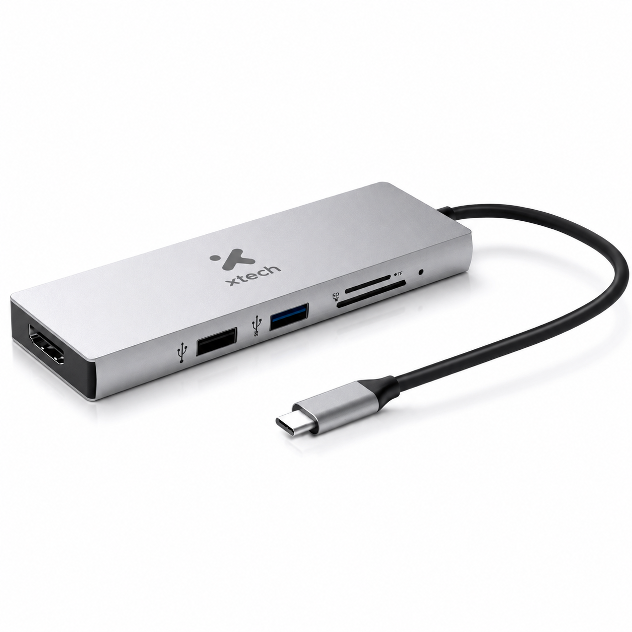 Hub USB-C Xtech XTC-564 5 en 1 con HDMI 4K, USB 3.0, SD y microSD