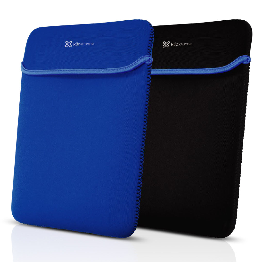 Funda de neopreno reversible para laptop de 15.6" Klip Xtreme Kolours, Azul y Negro