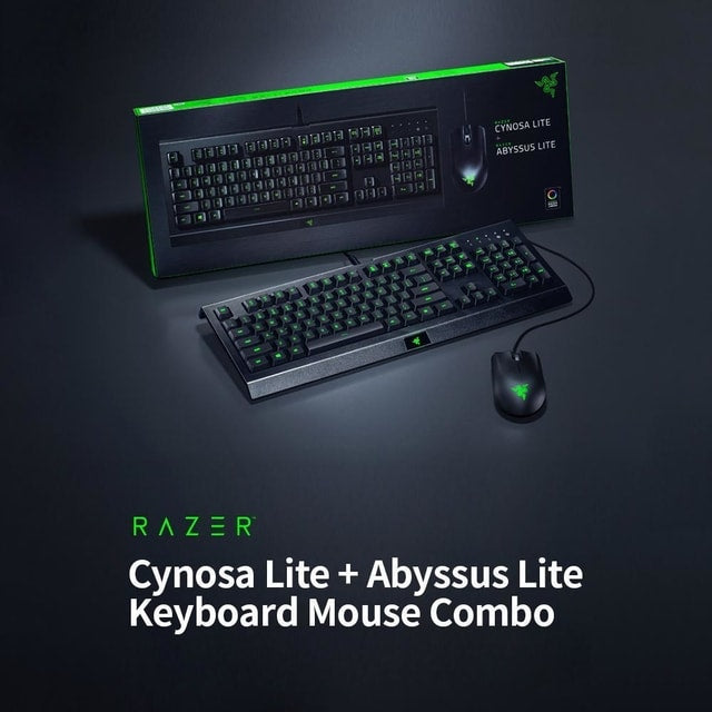 Kit Teclado y Mouse Gamer Razer Cynosa lite + Abyssus Lite, alámbrico, negro