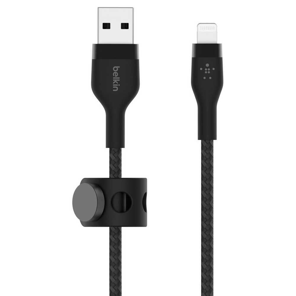 Cable Trenzado Lightning (M) a USB-A (M) Belkin BoostCharge Pro Flex con sistema de gestión de cables magnéticos, 1metro, negro
