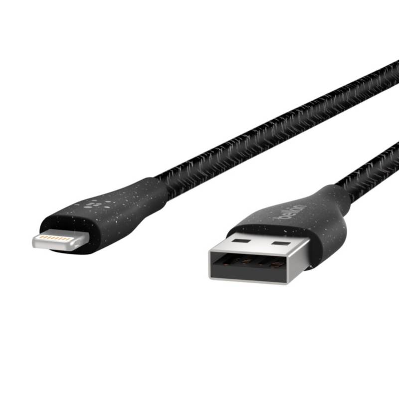 Cable Trenzado Lightning (M) a USB-A (M) Belkin DuraTek Plus con correa, 1.22m, negro