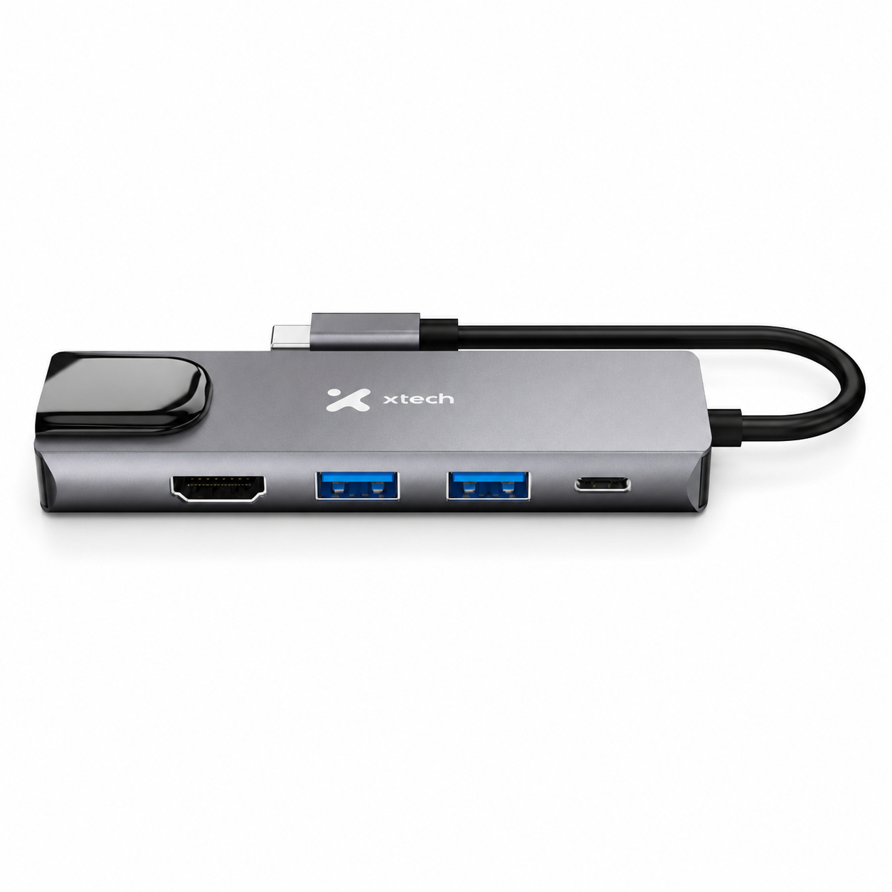 Hub USB-C Xtech XTC-572 5 en 1 con HDMI 4K, RJ45, USB 3.0 y PD 100W