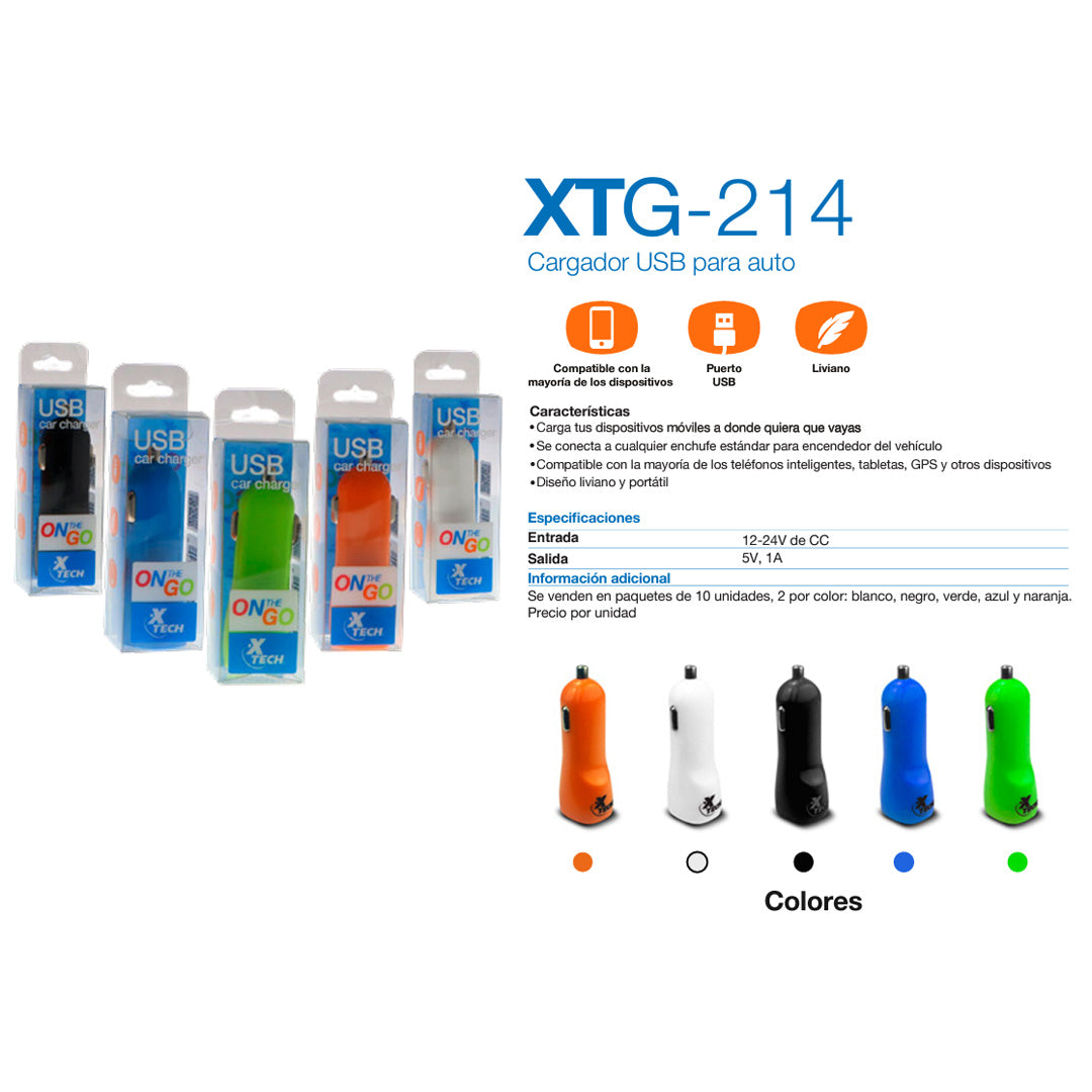 Cargador de automóvil Xtech On-The-Go XTG-214
