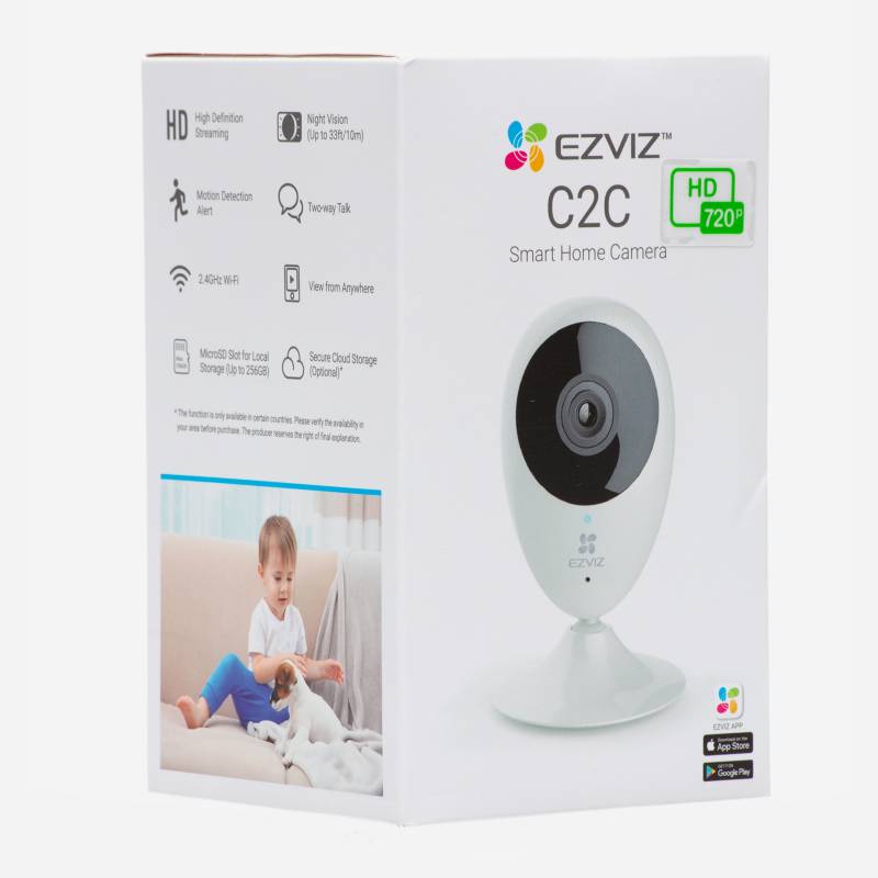 Cámara Seguridad IP EZVIZ C2C para interior, Visión Nocturna 7.5m, Lente angular, 720p/1080p HD, Audio Biridiccional