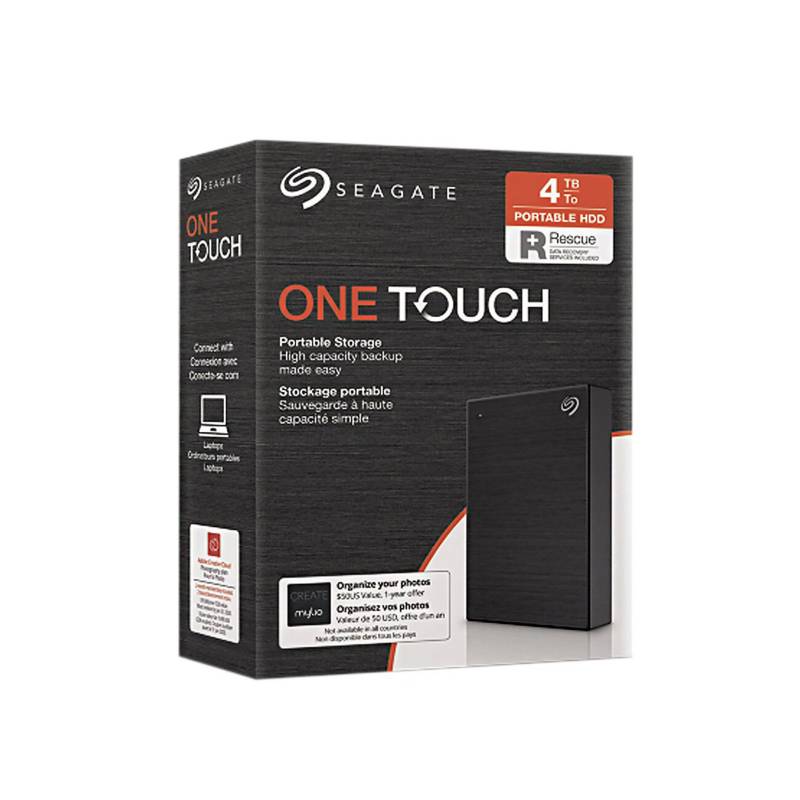 Disco duro externo portatil Seagate One Touch STKC4000400, 4 TB, USB 3.2 Gen 1, Negro