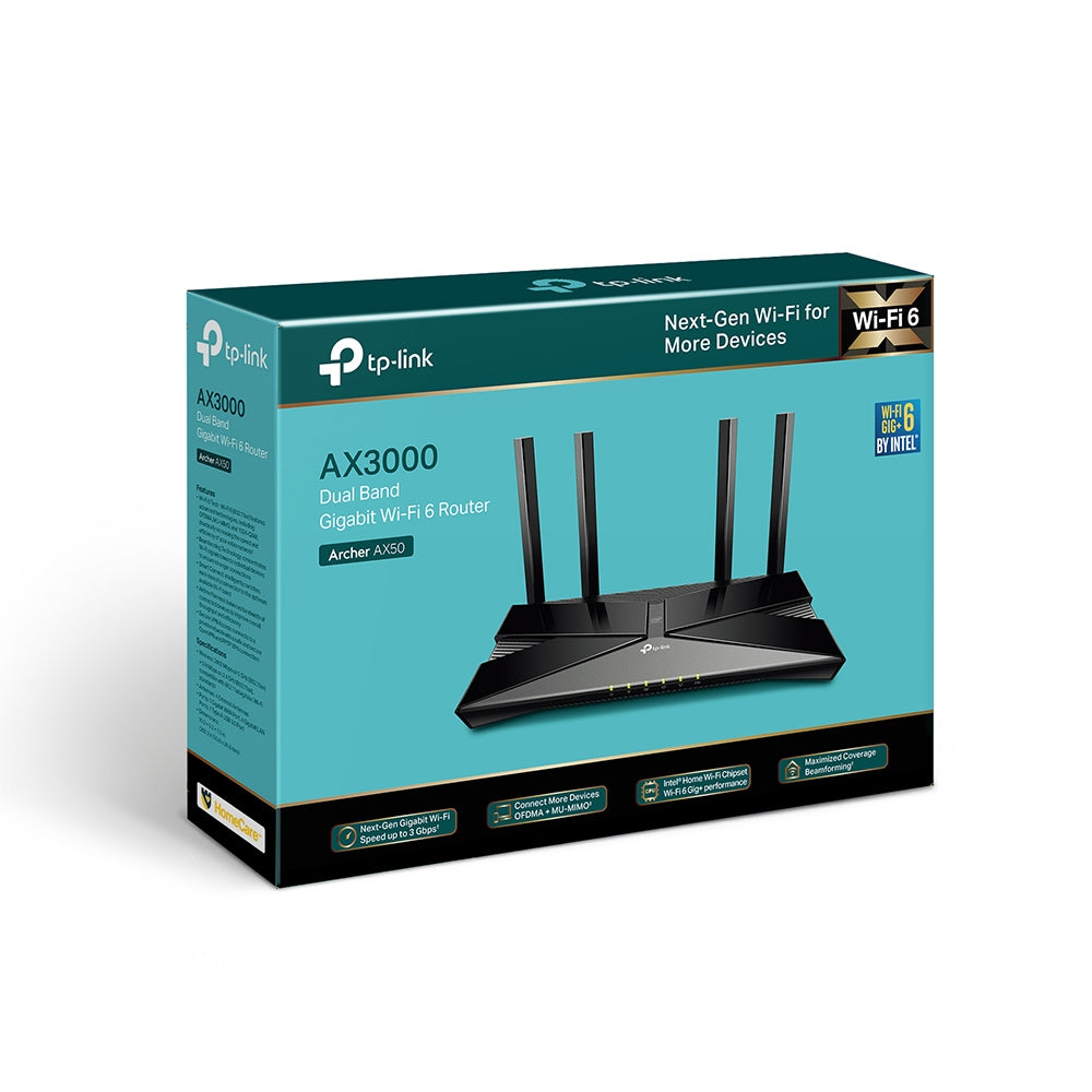 Router Ethernet Wireless TP-Link AX3000, Dual Band 2.4 GHz / 5 GHz, 802.11 a/b/g/n/ac/ax