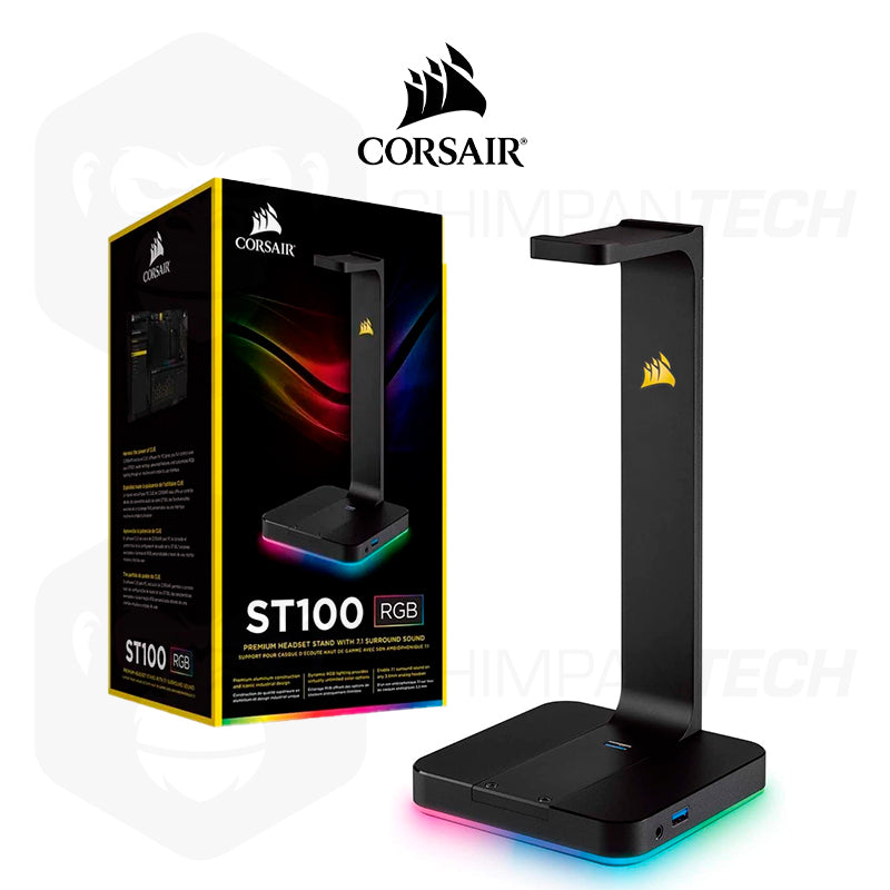 Soporte para Audífonos Corsair ST100 RGB, USB 3.1 HUB, 3.5mm, negro