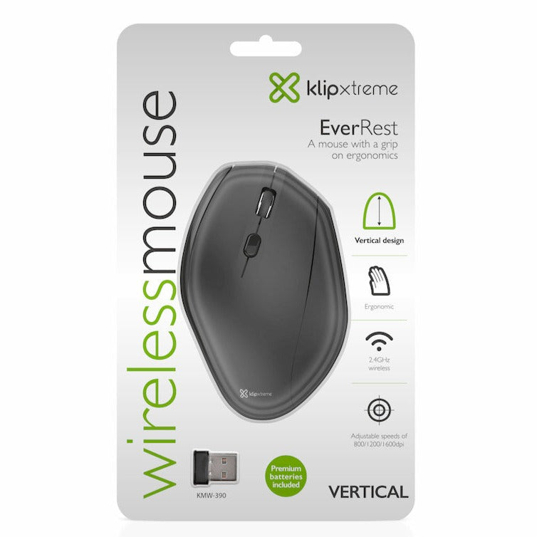 Mouse Ergonómico vertical Klip Xtreme EverRest KMW-390, inalámbrico (USB 2.4 GHz)
