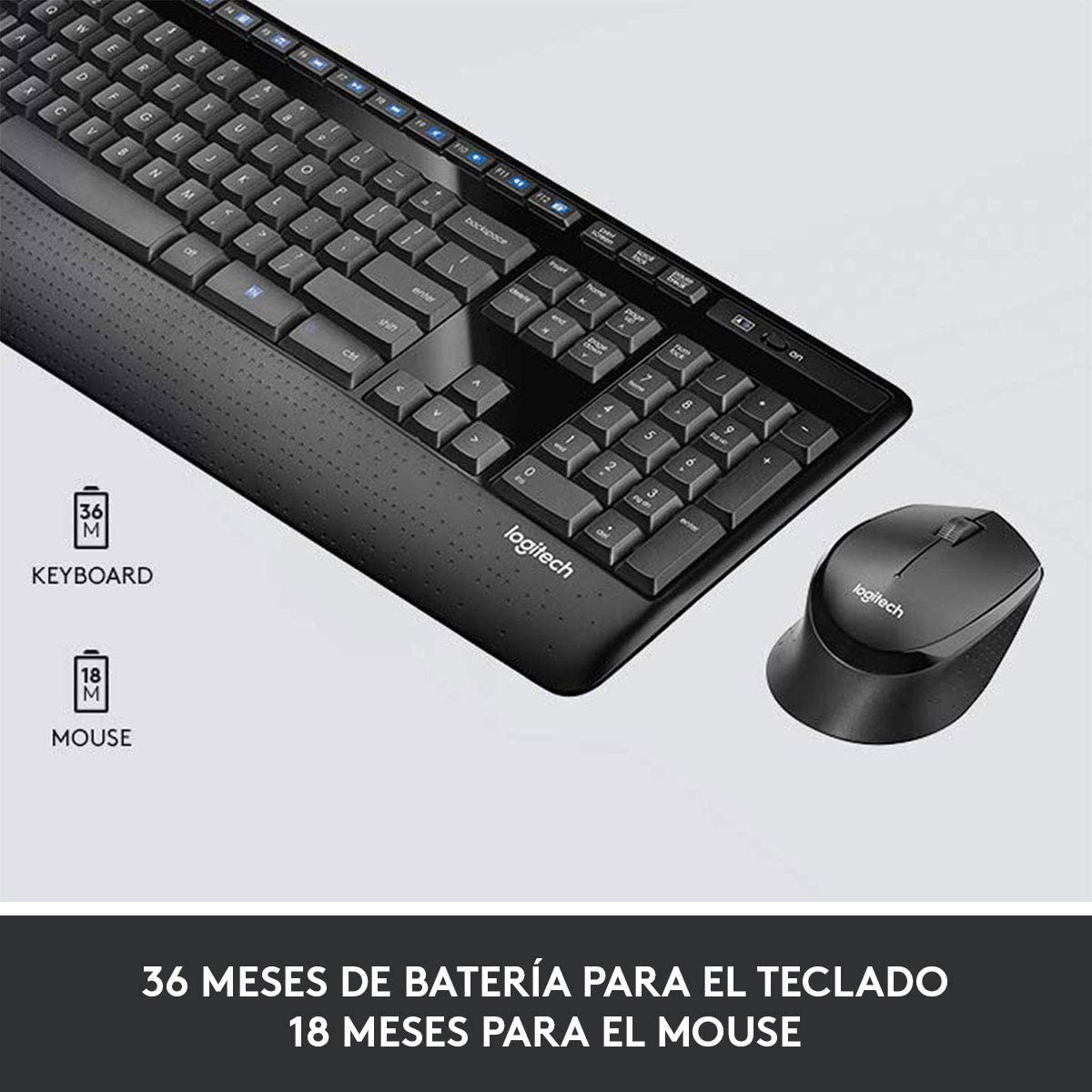 Combo Teclado y Mouse Logitech MK345, inalámbrico (USB 2.4 GHz), español, negro