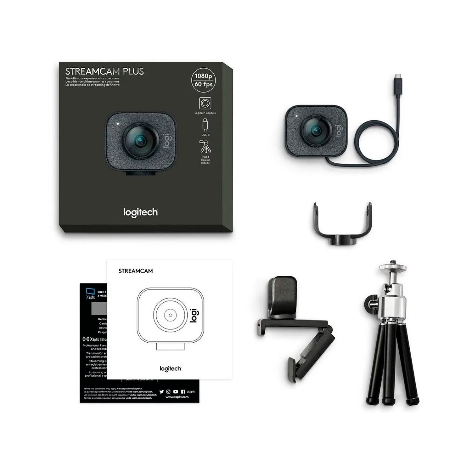 Cámara web Logitech Streamcam Plus Full HD 1080p a 60fps, Micrófono integrado, USB 3.1