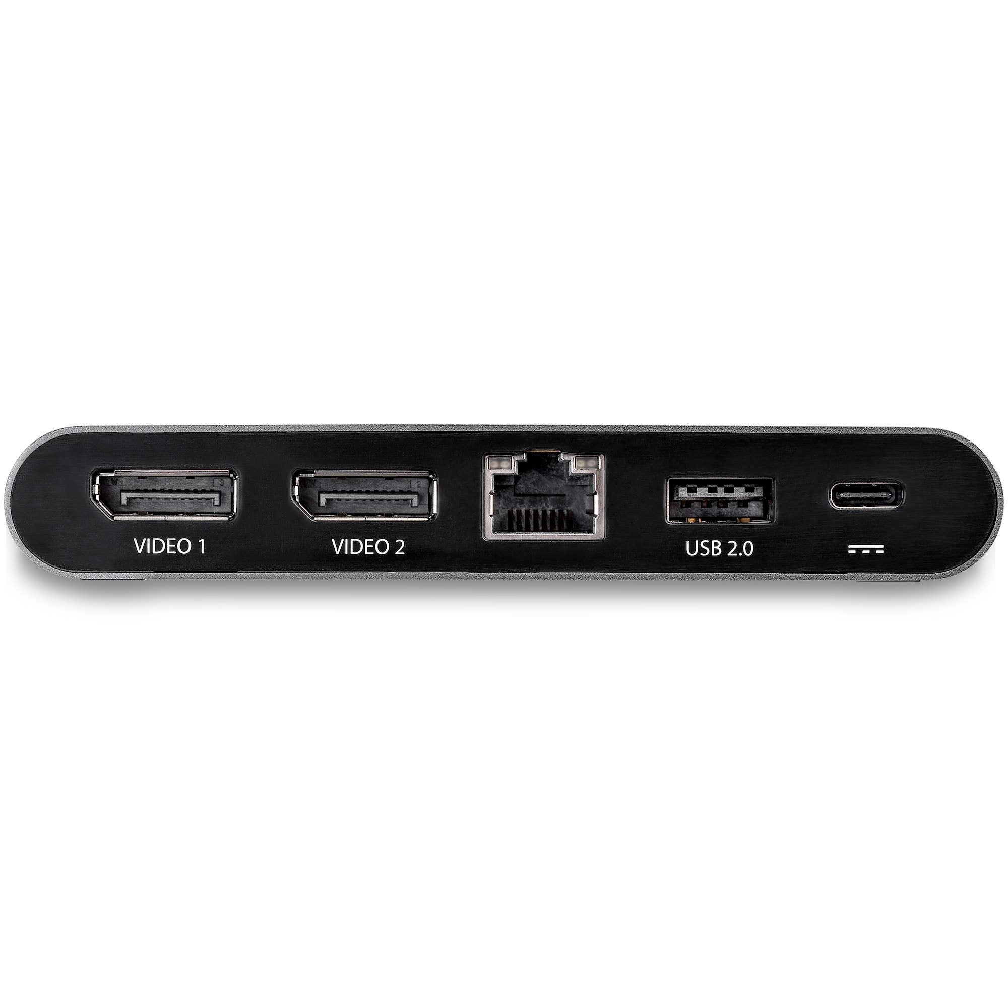 Docking Station USB C para 2 Monitores DisplayPort 4K - con Entrega de Alimentación de 100W Passthrough - GbE - Hub Ladrón Concentrador de 2 Puertos USB-A - Dock USB Tipo C para Laptop - con Cable de 1m