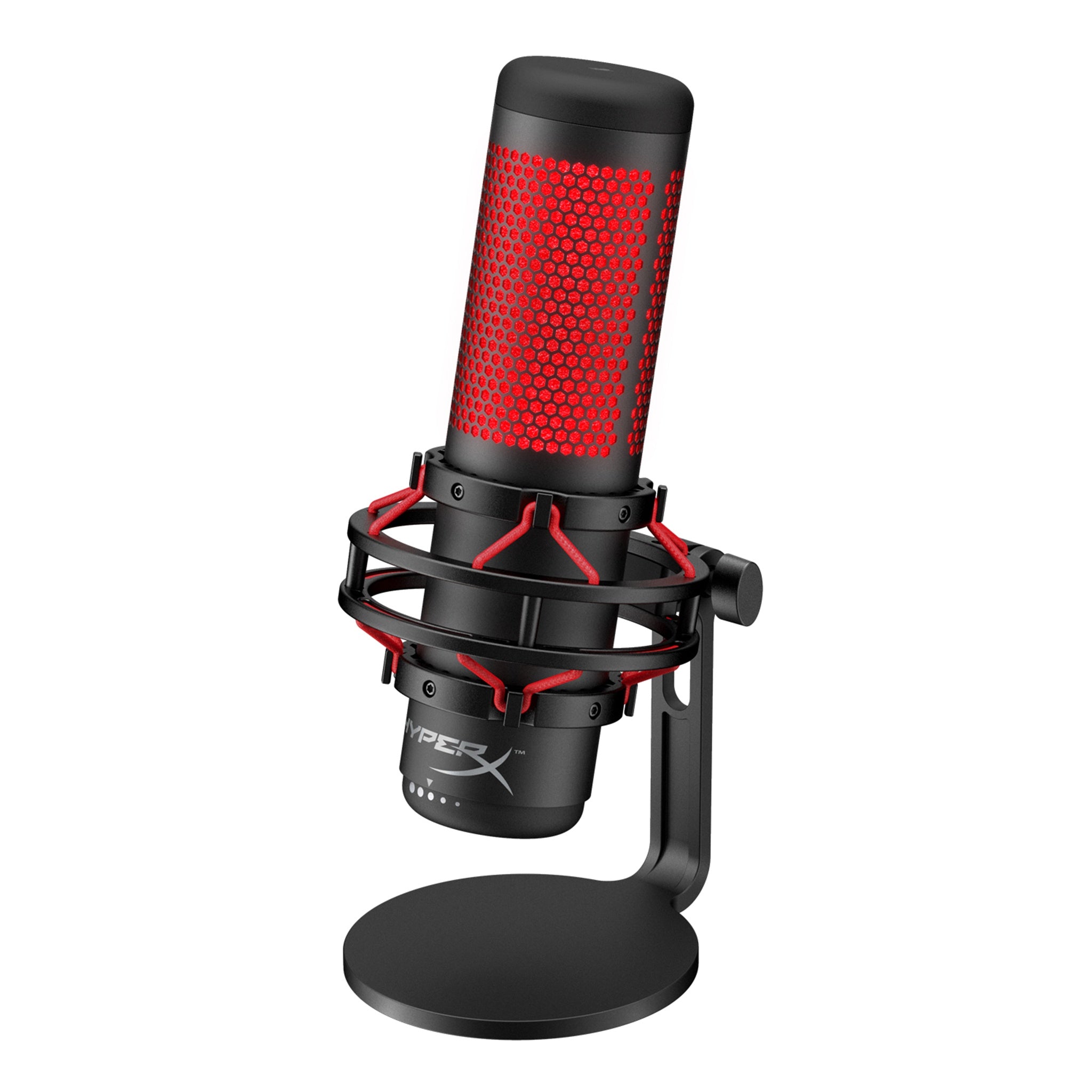 Micrófono Kingston HyperX QuadCast, anti-vibración, sensor, USB, Negro/Rojo