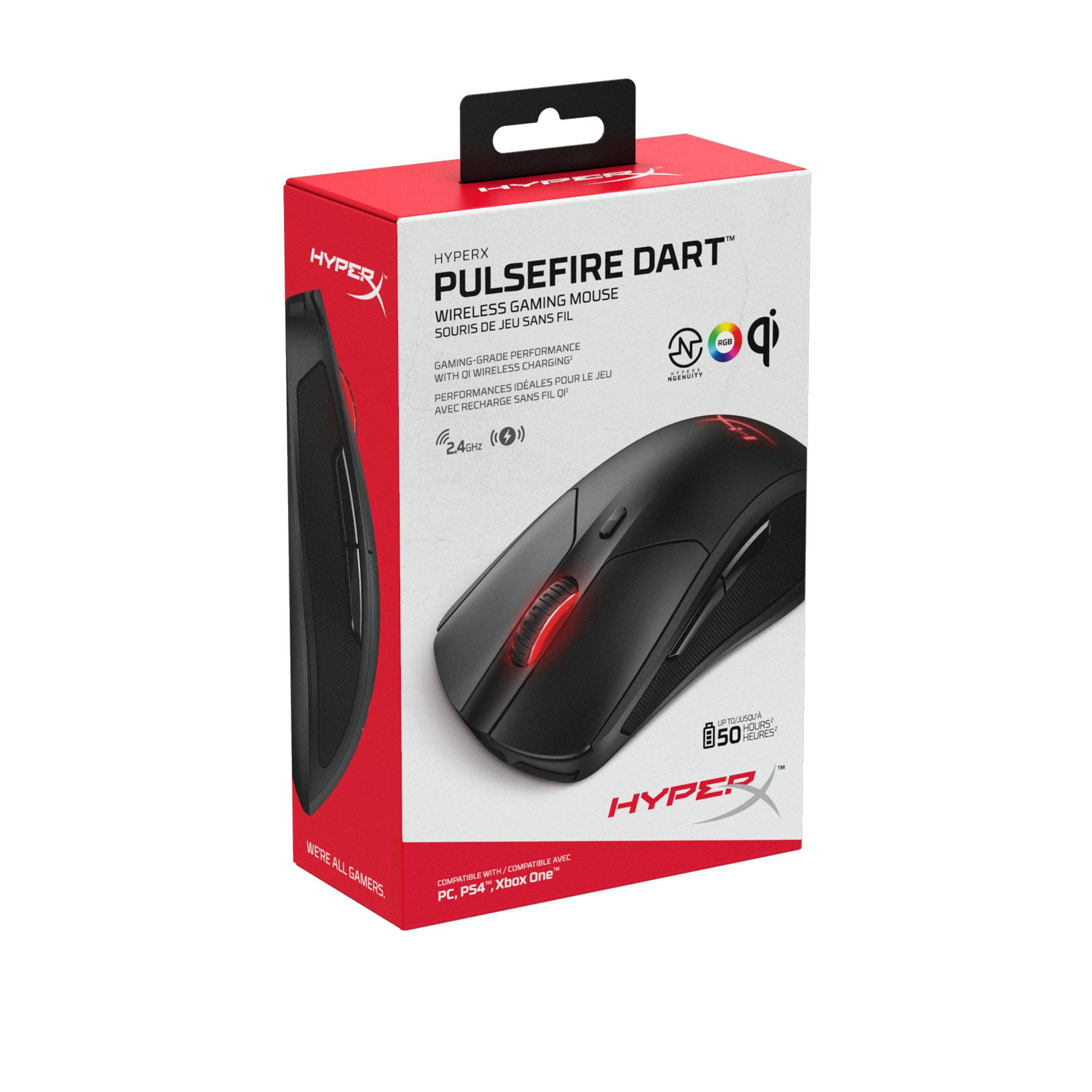 Mouse Gamer HyperX Pulsefire Dart RGB, inalámbrico (USB 2.4 GHz), Carga Inalámbrica Qi