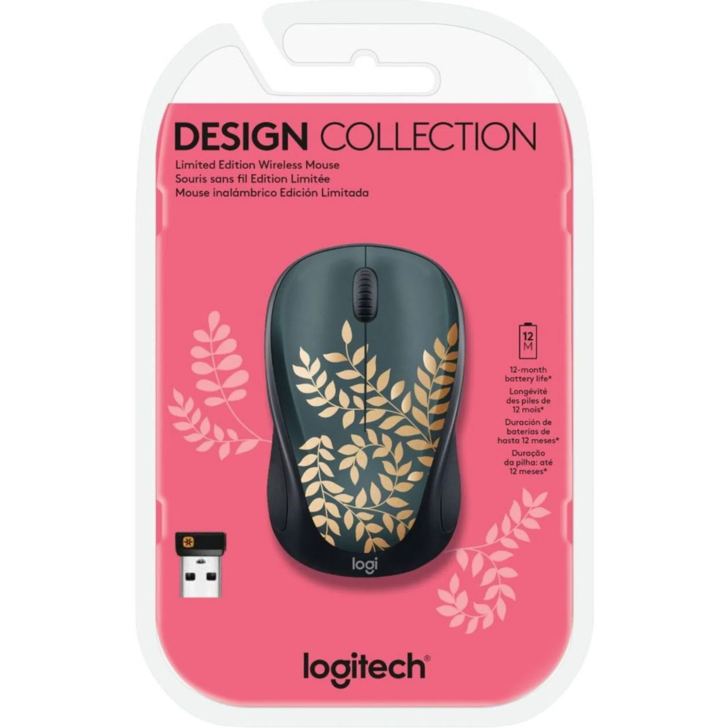 Mouse Logitech M317C Golden Garden Black Edición limitada, inalámbrico (USB 2.4 GHz)