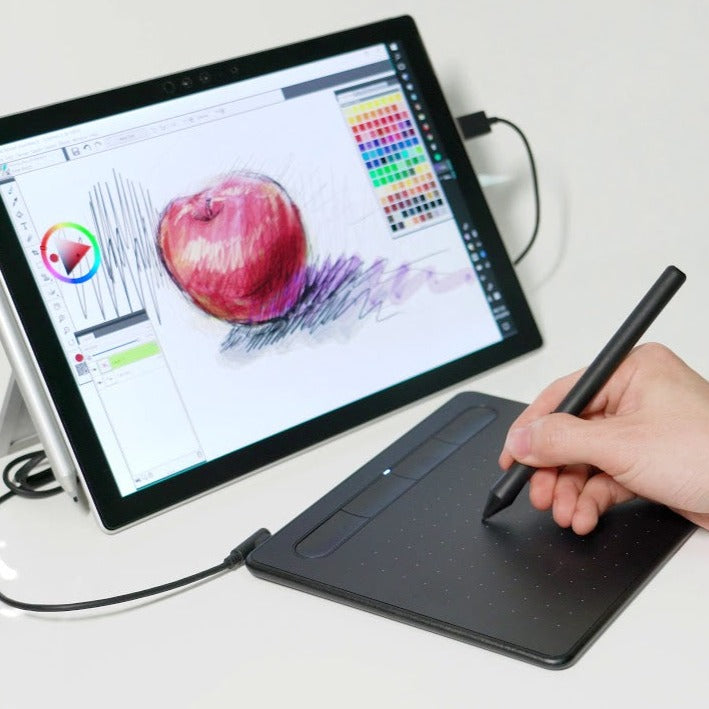 Tablet Gráfica Wacom Intuos S CTL-4100 Pen 7", con 3 softwares incluido, área activa 15.2 x 9.5 cm, conectividad USB, color negro