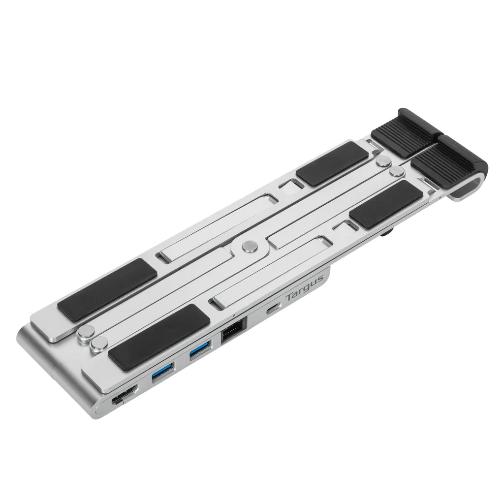 Soporte portátil con base integrada para notebooks con docking USB-C/USB-HDMI/Ethernet Targus, hasta 15.6", aluminio