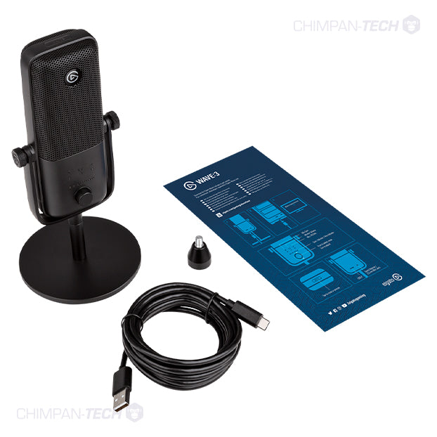 Micrófono USB de Condensador Cardioide Elgato Wave: 3, 3 Cables, Respuesta Frecuencia 70Hz a 20kHz